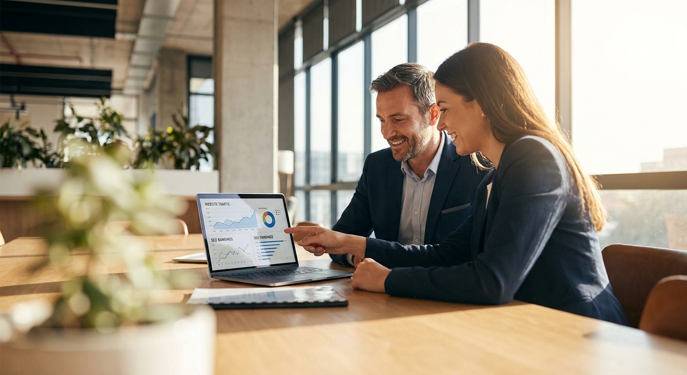 SEO-Berater analysieren gemeinsam eine Website